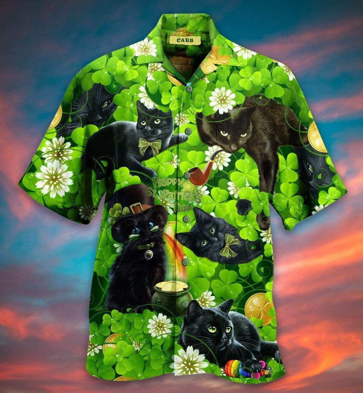 Get Now Irish Black Cat So Cute St Patricks Day Hawaiian Shirt