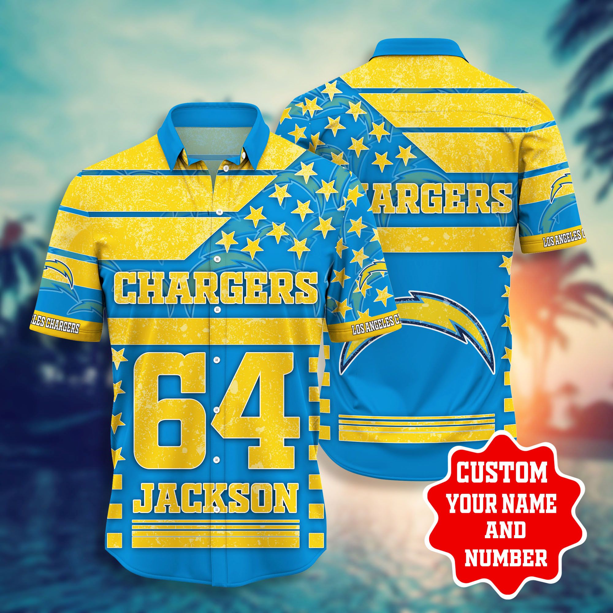 Los Angeles Chargers NFL Custom Name Hawaiian Shirt For Men And