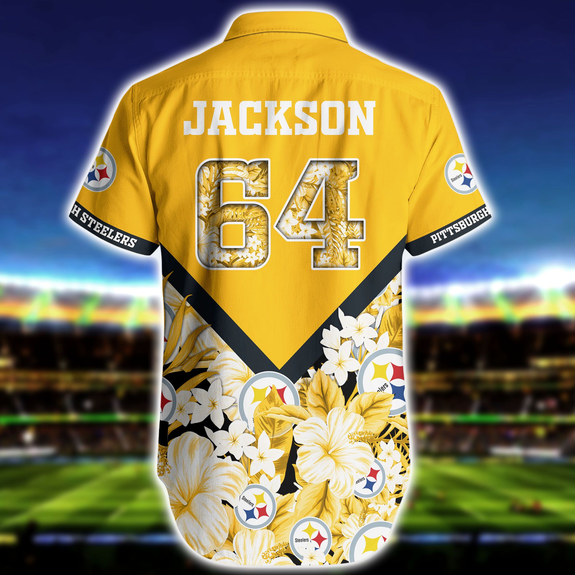 Pittsburgh Steelers Custom Name NFL Hawaiian Shirt And Shorts Gift