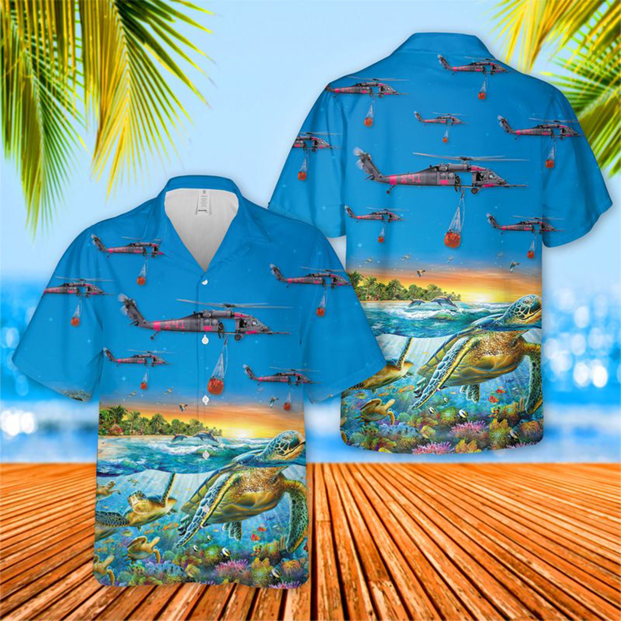 129th Rescue Wing Hh 60g Pave Hawk Turtle Hawaiian Shirt-1