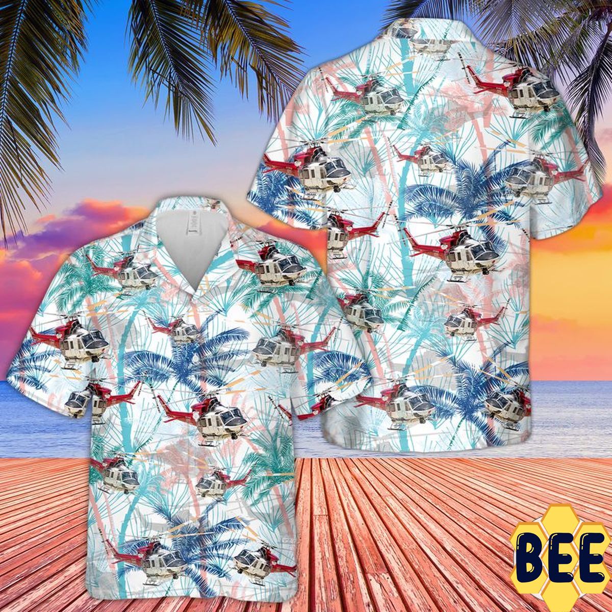 Bell 412ep Of The Los Angeles City Fire Department Trending Hawaiian Shirt-1