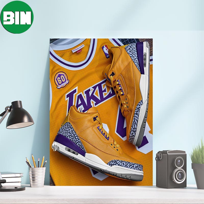 Air Jordan 3 X Los Angeles Lakers Custom Decorations Poster