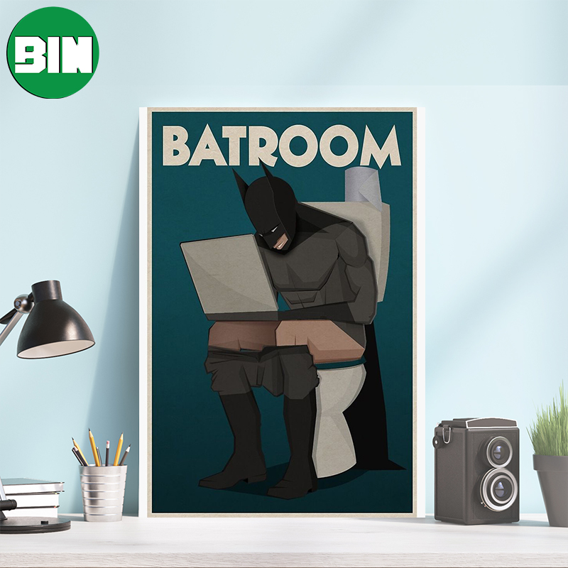 Batroom Funny Batman Dc Comics In Toilet Poster
