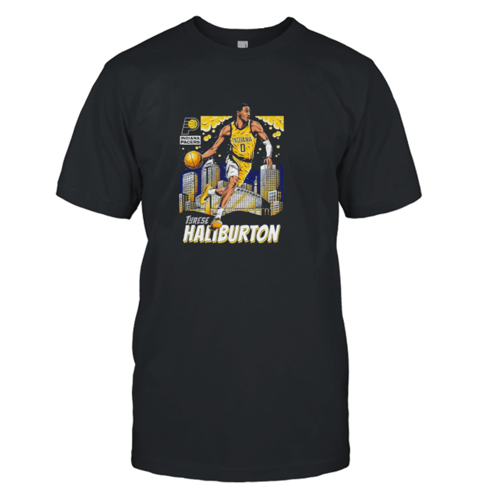 Gray indiana pacers haliburton cityscape shirt