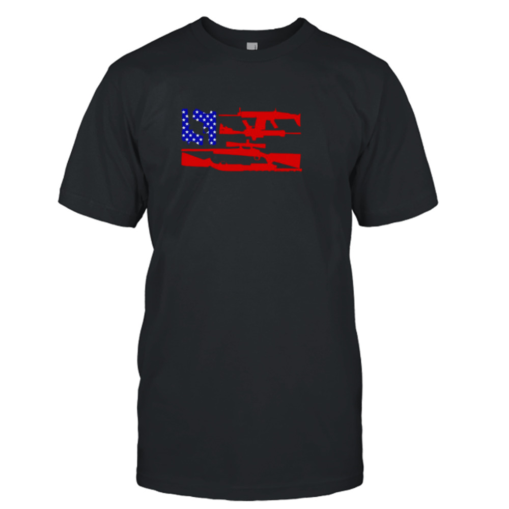 Guns and 69 USA flag shirt