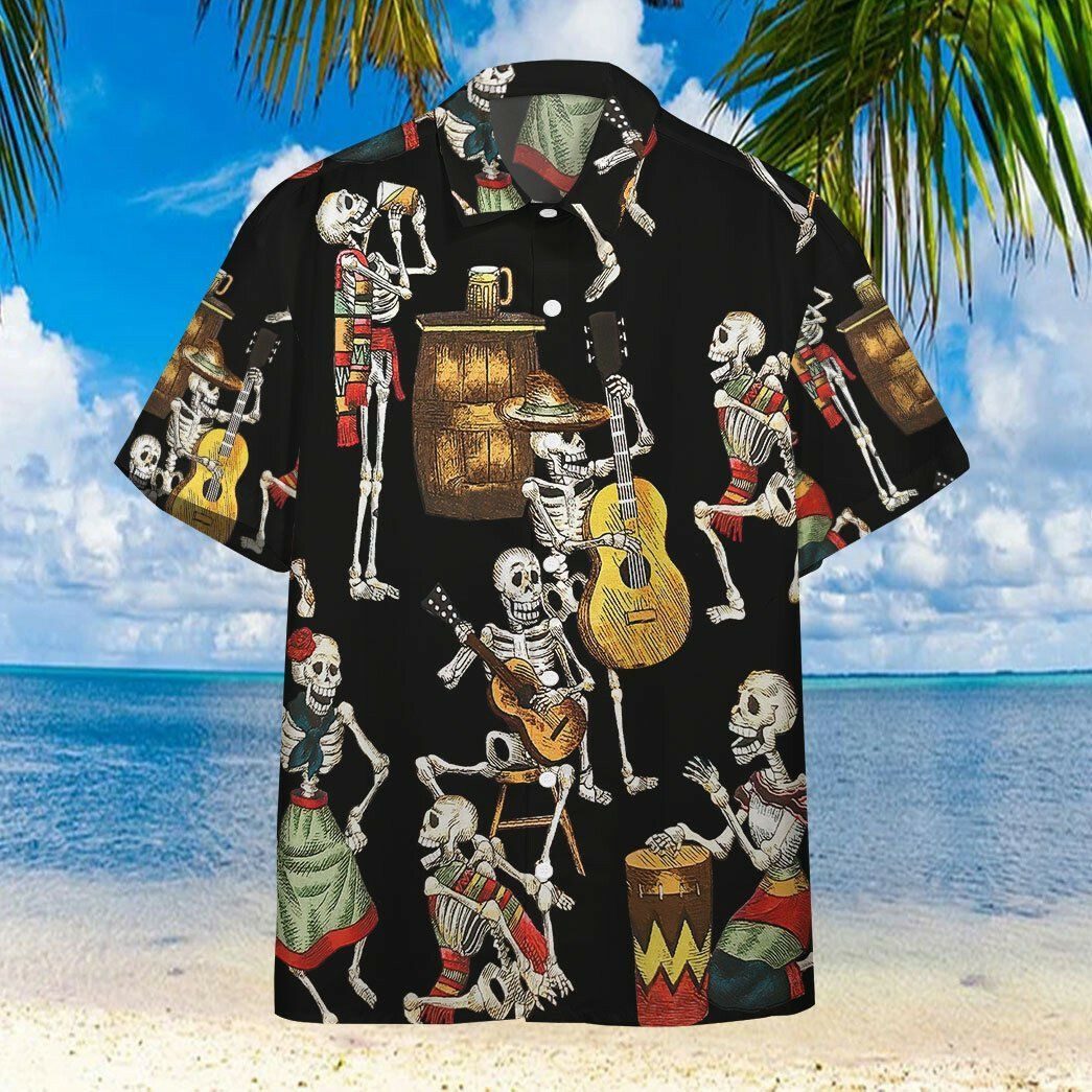 Skeleton Dance 3d All Over Printed Hawaiian Shirt