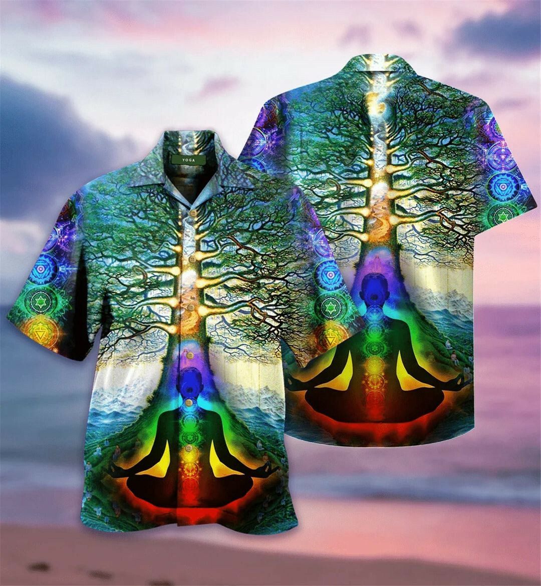 Yoga Leaves 3d All Over Printed Hawaiian Shirt