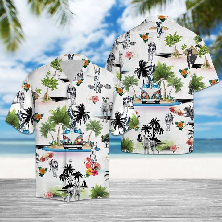 Great Dane Vacation Hawaiian Shirt Summer Button Up