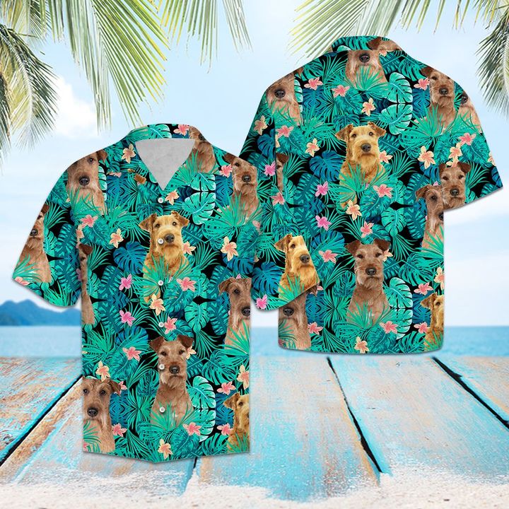 Irish Terrier Tropical Hawaiian Shirt Summer Button Up
