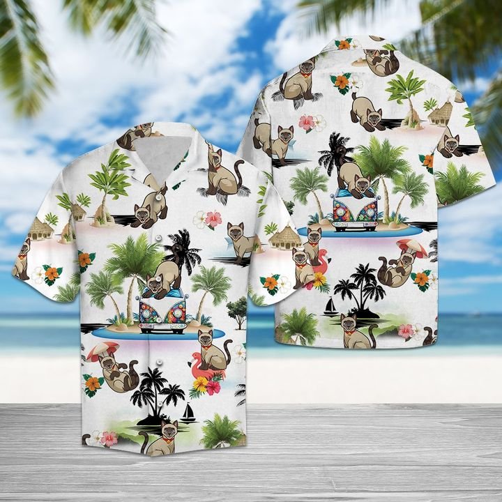 Siamese Vacation Hawaiian Shirt Summer Button Up