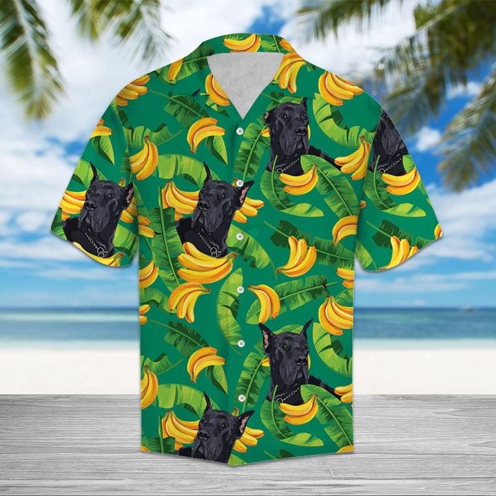 Tropical Banana Great Dane Hawaiian Shirt Summer Button Up