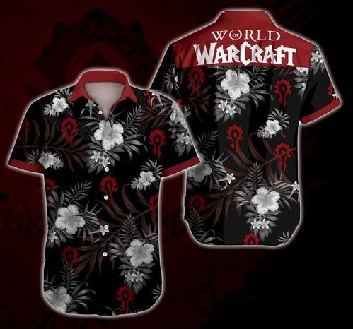 World Of Warcraft Hawaiian V Graphic Print Short Sleeve Hawaiian Casual Shirt