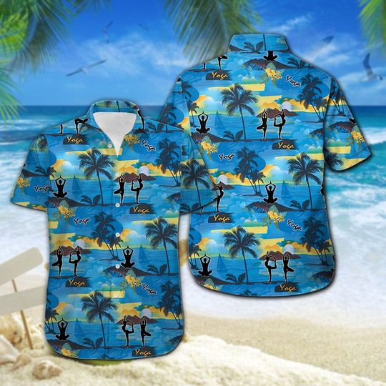 Yoga Hawaiian Shirt Summer Button Up