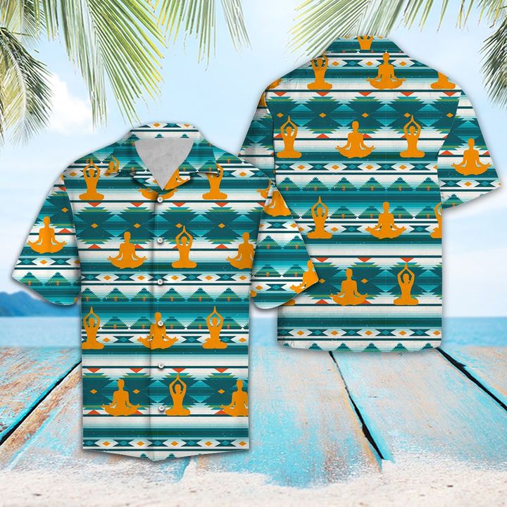 Yoga Pattern Hawaiian Shirt Summer Button Up-1