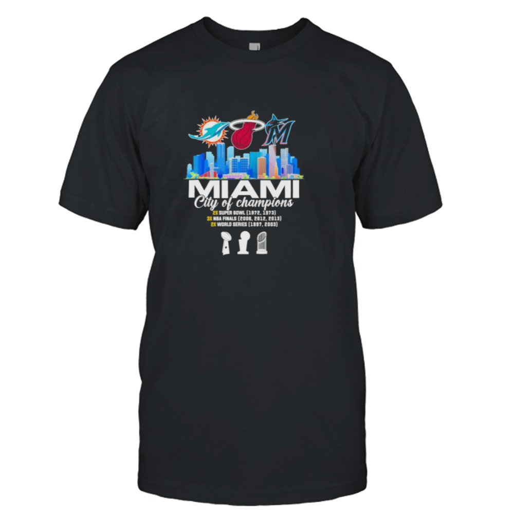 Miami City Of Champion Dolphins Heat Marlins Shirt