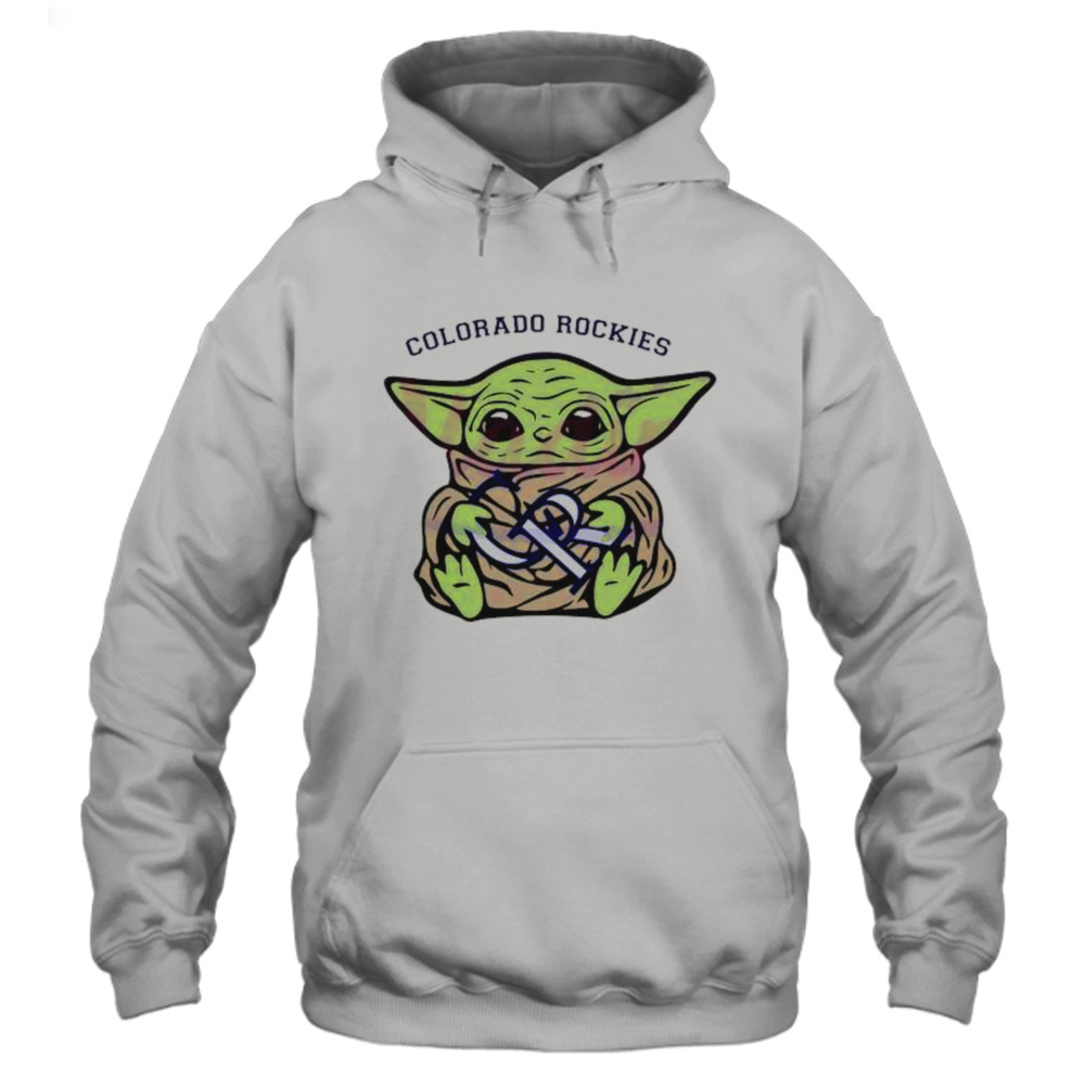 Official Baby Yoda hug logo Colorado rockies sport 2023 T-shirt