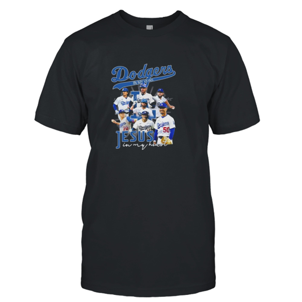 Dodgers In My Veins Jesus In My Heart 2023 Signatures T-shirt