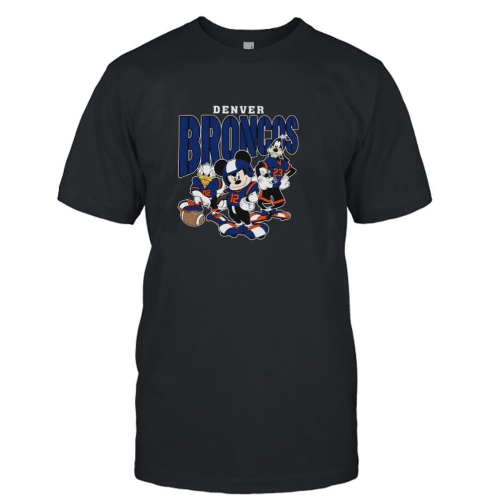 Denver Broncos Football Mickey Donald Duck And Goofy Football Team Vintage T-Shirt