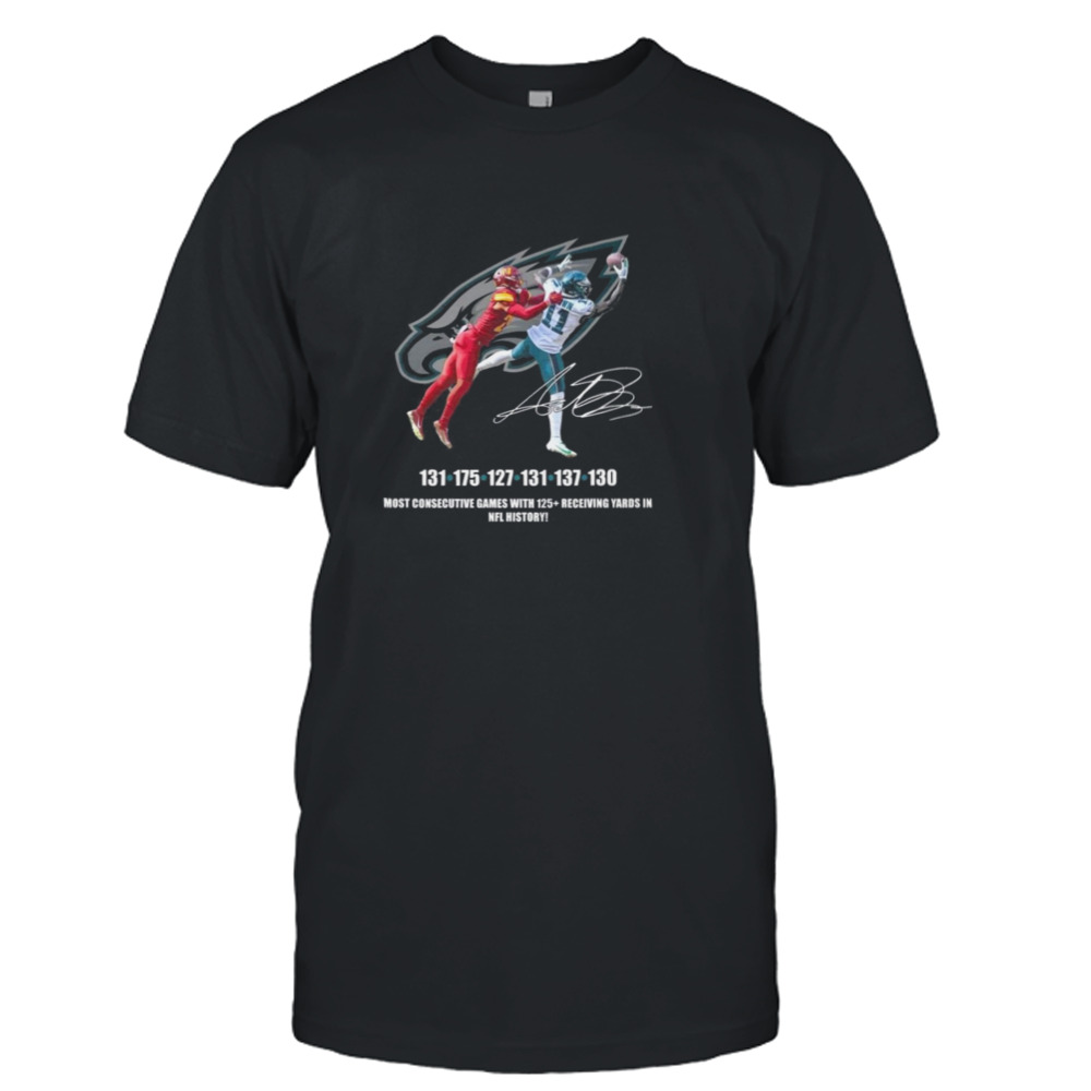 Philadelphia eagles 131 175 127 131 137 130 most consecutive games with 125 receiving yards in NFL history signatures Shirt