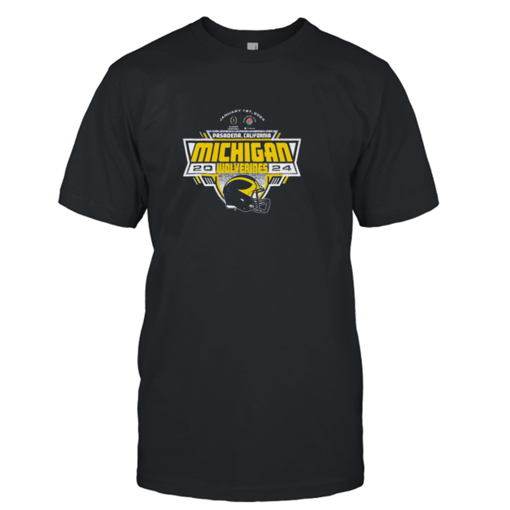 Michigan Wolverines 2024 Generic Helmet Cfp Rose Bowl Bound T-shirt
