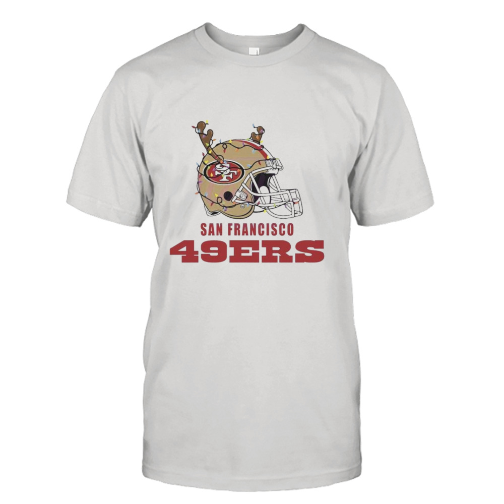San Francisco 49ers Helmet Deer Antlers Christmas T-shirt
