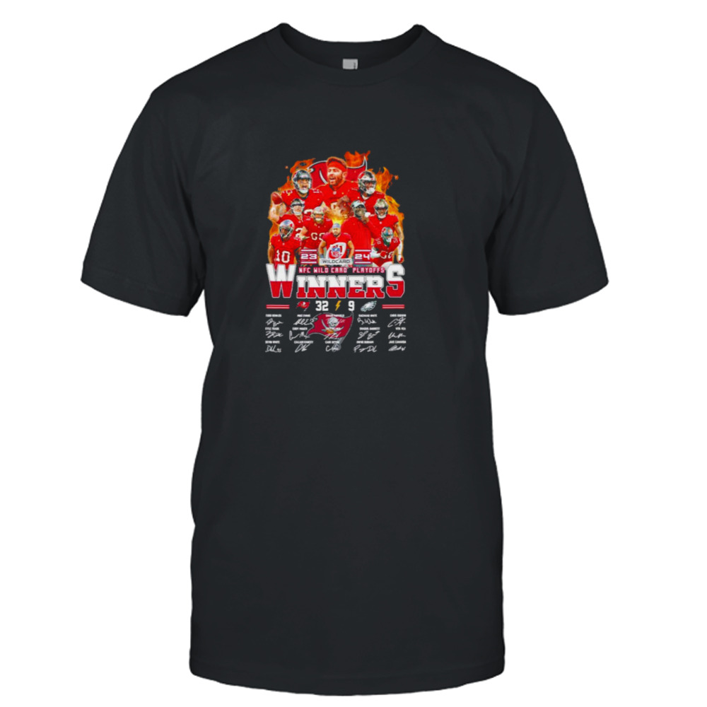 Tampa Bay Buccaneers 32 9 Eagles 2023 2024 Wild Card NFL Playoff Winners Signatures Shirt