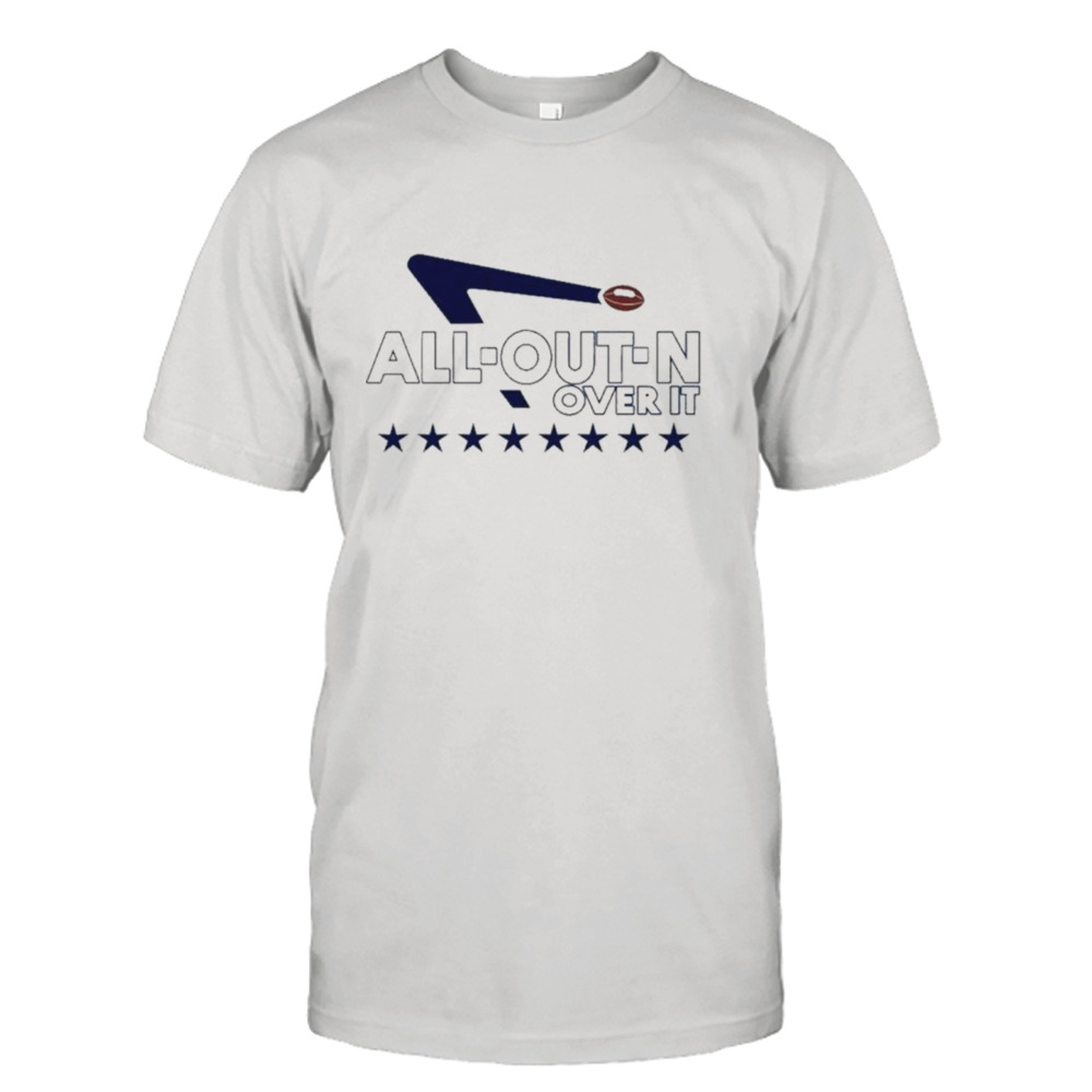 All out n over it football logo shirt