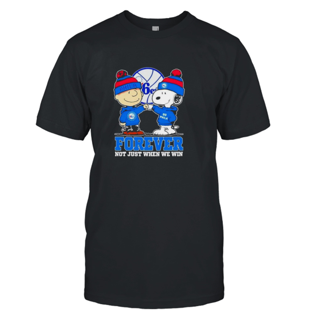 Philadelphia 76ers NBA Snoopy And Charlie Brown Forever Not Just When We Win 2024 Shirt